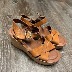 Kork-Ease Tan Leather Wedge Sandals